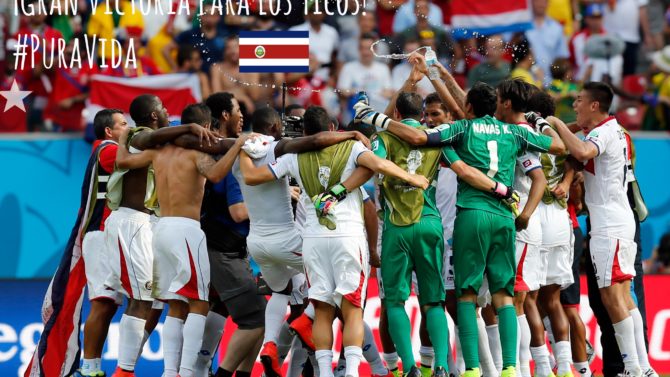 Costa Rican players celebrate after the