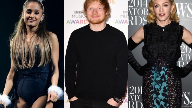 Ariana Grande, Ed Sheeran y Madonna