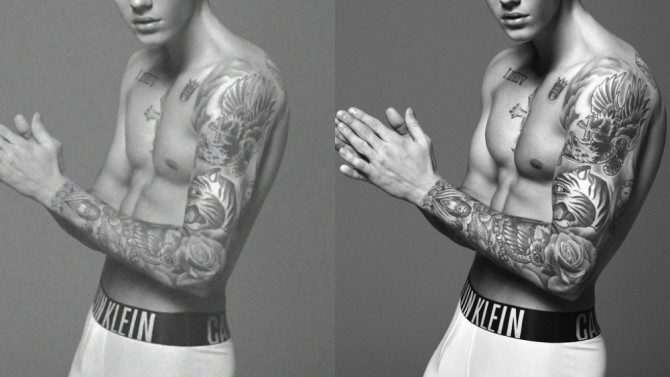 Justin Bieber Photoshopped Calvin Klein Ads