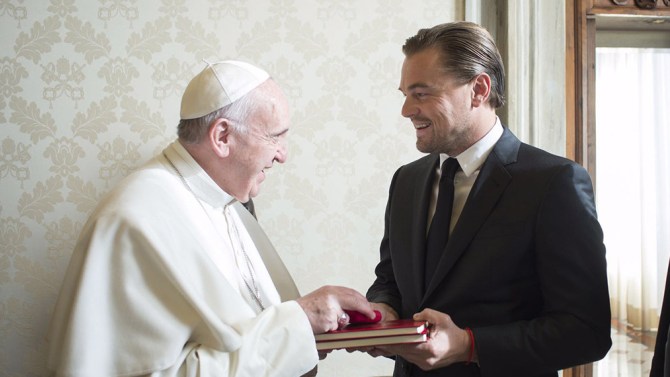Leonardo DiCaprio Meets with Pope Francis