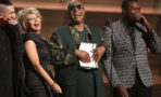 Stevie Wonder, center, and from left