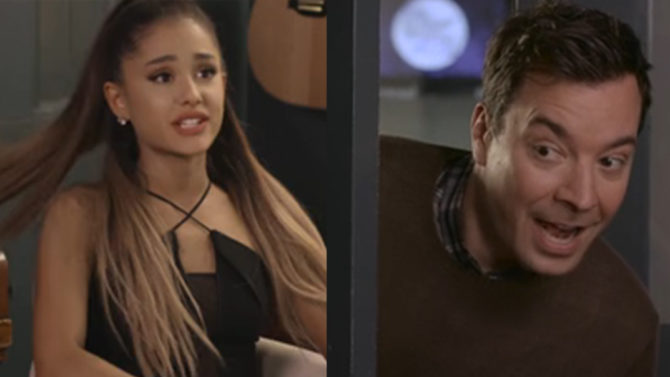 Ariana Grande y Jimmy Fallon conversan