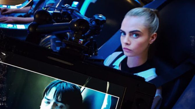 Cara Delevingne en el set de