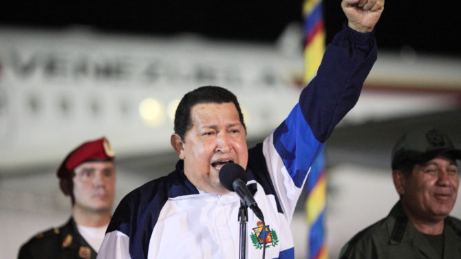 Venezuelan President Hugo Chavez speaks after