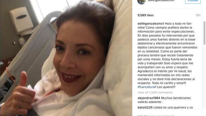 Edith González enfrenta tratamiento por cáncer